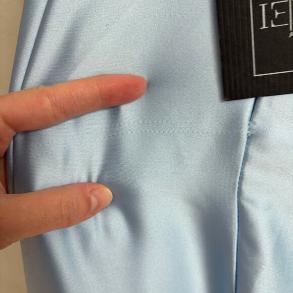 NWT leena for Mac Duggal Satin Strappy Gown 0 A Line Formal Black Tie Prom - Picture 15 of 16